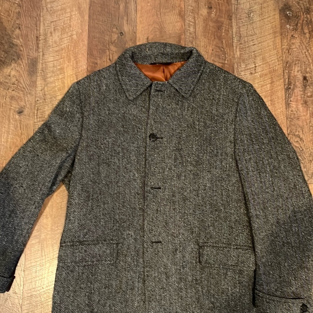 MENS GREY WOOL LONG JACKET